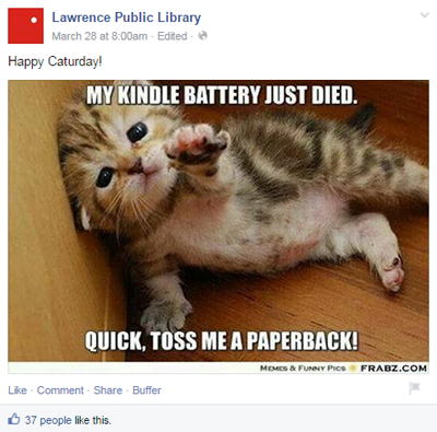 Lawrence Public Library post na Facebooku