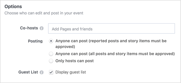 Wpisz nazwy stron biznesowych lub znajomych, którym udostępnisz wydarzenie na Facebooku.