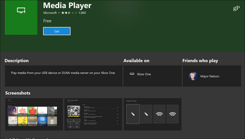 Aplikacja Media Player Xbox One