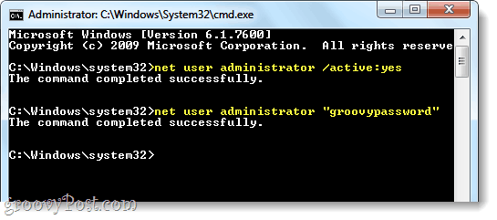 włącz admin w Windows 7 za pośrednictwem użytkownika sieci
