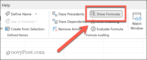 Excel pokaż przycisk formuły wybrany