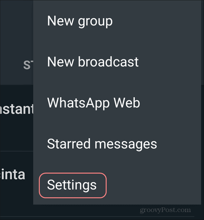 Usuń ustawienia konta WhatsApp