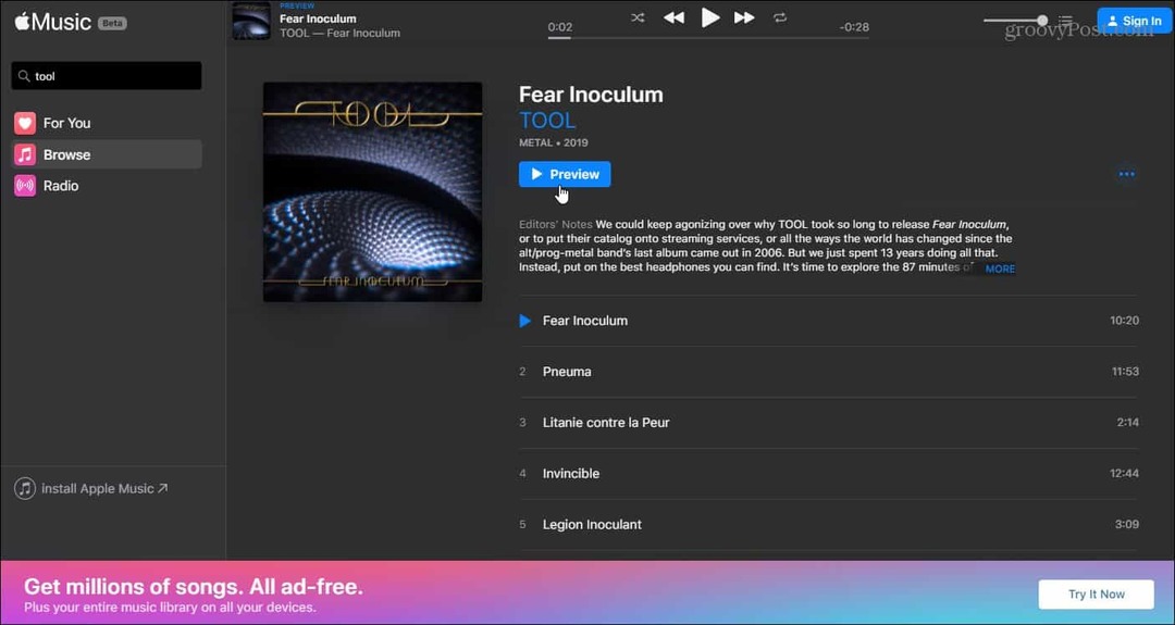 Apple wprowadza wersję internetową dla usługi Apple Music Service