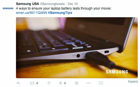 tweet z hashtagiem samsungtips