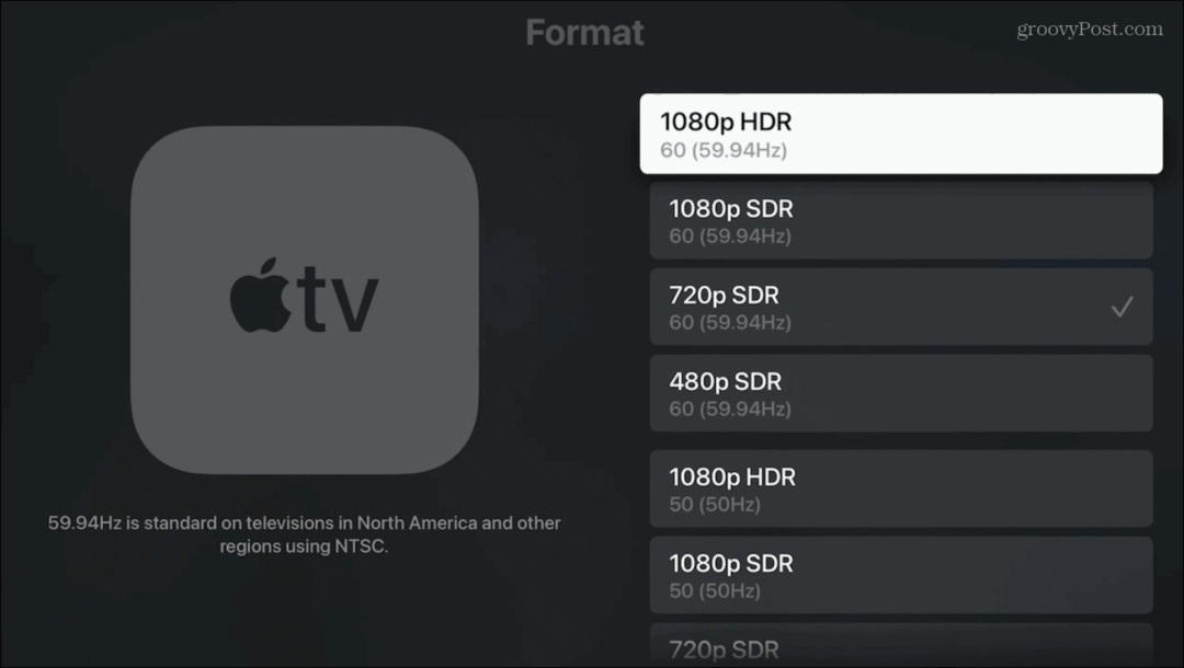 Zmień rozdzielczość wyświetlania Apple TV