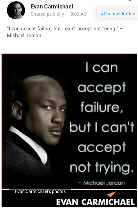 Markowy obraz cytatu Michaela Jordana w Google +