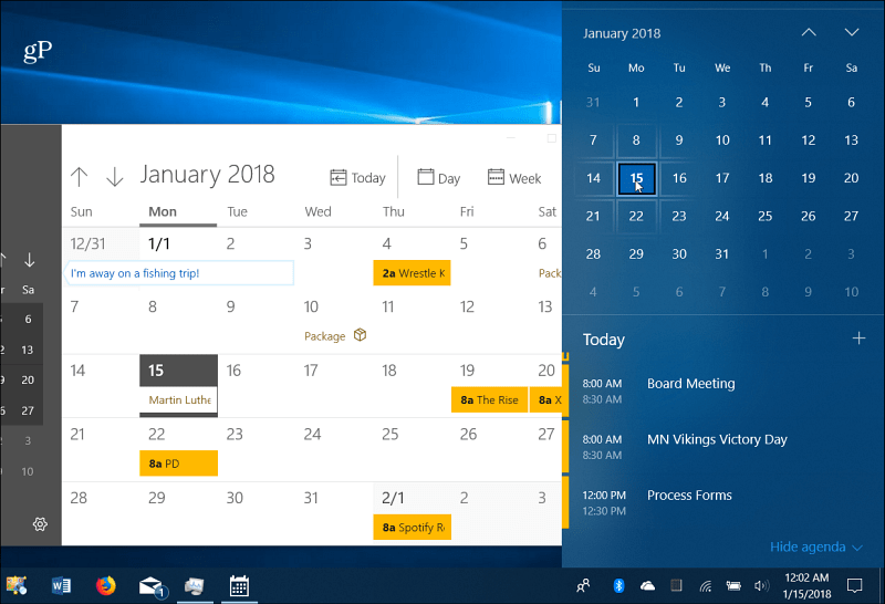 Kalendarz Wydarzenia Windows 10 Pasek zadań