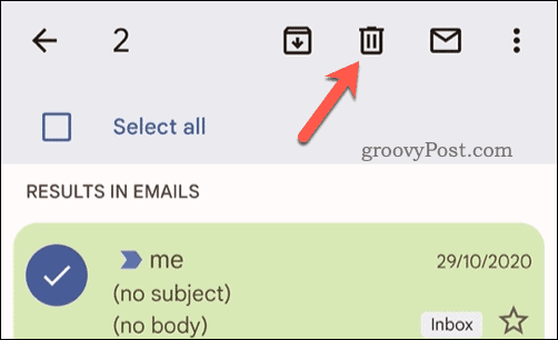Usuwanie wybranych e-maili w Gmailu na telefonie komórkowym