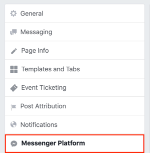 Prześlij do zakładki Facebook Messenger Discover, krok 1.