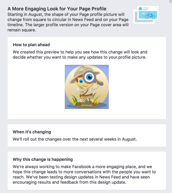 Facebook zmienia zdjęcia profilowe strony z kwadratowych na okrągłe.