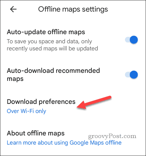 Ustawienia pobierania map offline Map Google