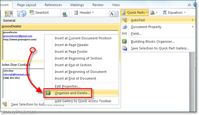 jak usunąć wpisy autotekstu w pakiecie Office 2010