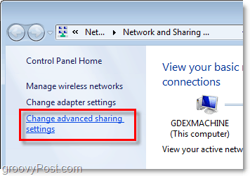 zaawansowane ustawienia udostępniania w Windows 7