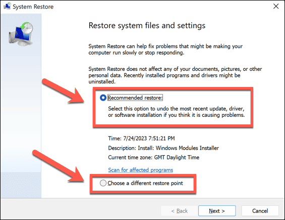 Opcje przywracania systemu Windows 11