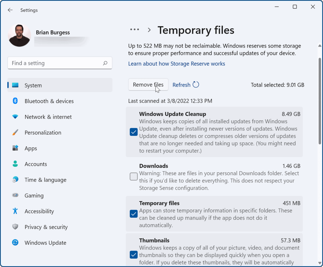 usuń pliki tymczasowe Windows Update Cleanup