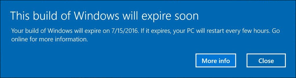 Windows 10 Insider Preview buduje alarmowanie użytkowników z wygasającymi powiadomieniami
