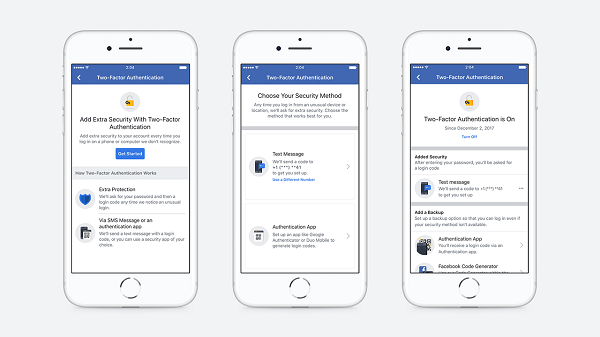Facebook usprawnił proces konfiguracji, który umożliwia użytkownikom ustanowienie dwuskładnikowej autoryzacji i wyeliminował potrzebę rejestracji numeru telefonu w celu zabezpieczenia konta.