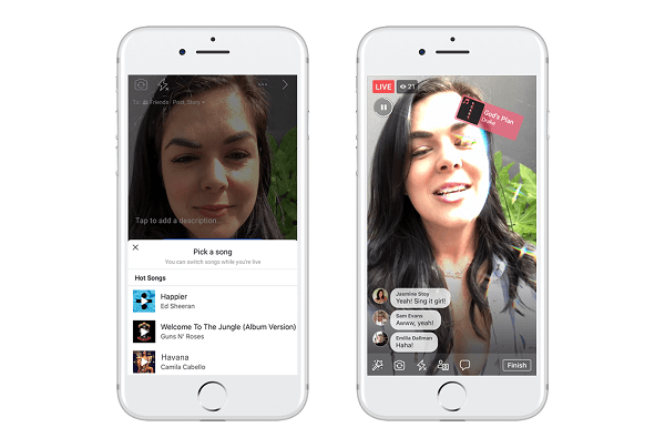 Facebook testuje Lip Sync Live, nową funkcję zaprojektowaną, aby umożliwić użytkownikom wybranie popularnej piosenki i udawanie, że śpiewają ją w transmisji na żywo na Facebooku.