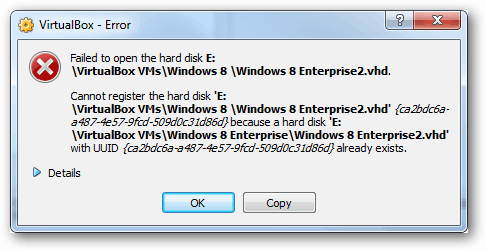 błąd virtualbox - nie udało się otworzyć UUID dysku twardego