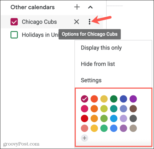Zmień kolor kalendarza