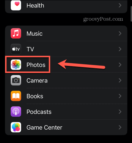 menu zdjęć z iPhone'a