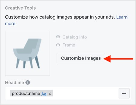 W sekcji Treść przewiń w dół do Creative Tools i kliknij przycisk Customize Images.