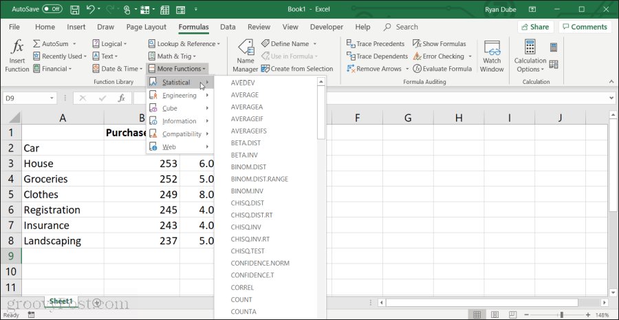 Wybór średnich w programie Excel