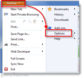 Firefox 4 - menu Opcje 