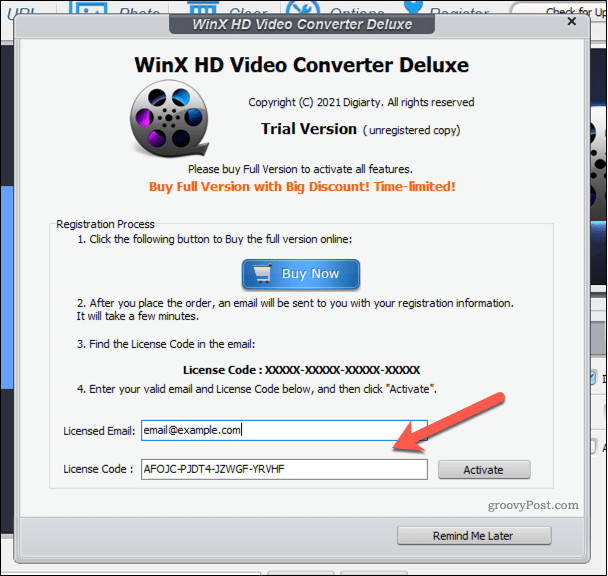 Dodanie licencji WinX Video Converter