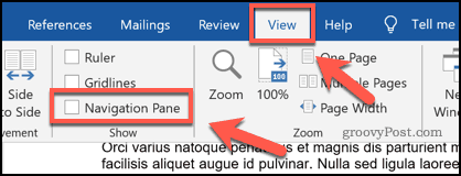 Włączanie okienka nawigacji w programie Microsoft Word