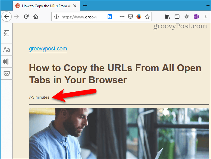 Szacowany czas czytania w przeglądarce Reader View w przeglądarce Firefox