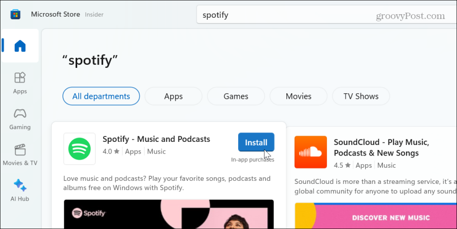 Spotify w sklepie Microsoftu