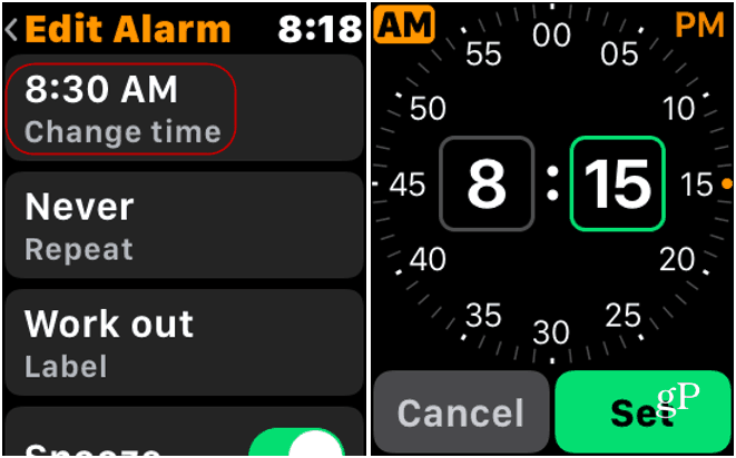 Zmień alarm w Apple Watch