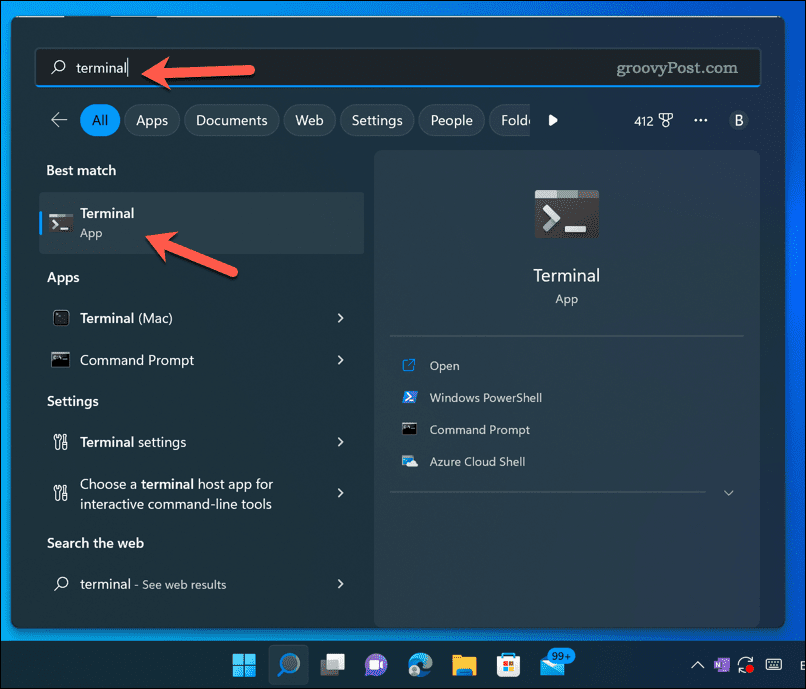 Otwórz aplikację terminalową systemu Windows 11