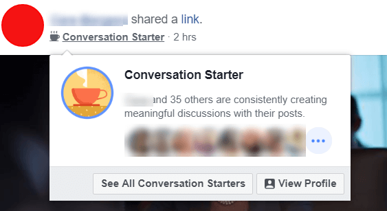 Wygląda na to, że Facebook eksperymentuje z nowymi odznakami Conversation Starter, które wyróżniają użytkowników i administratorów, którzy stale tworzą znaczące dyskusje za pomocą swoich postów.