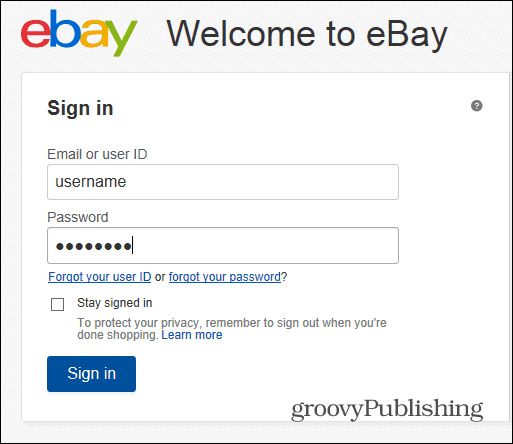 eBay zmień hasło logowania