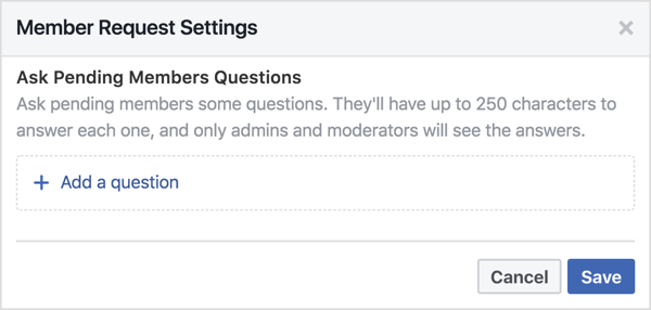 Możesz zadać oczekującym członkom grupy na Facebooku 3 pytania.