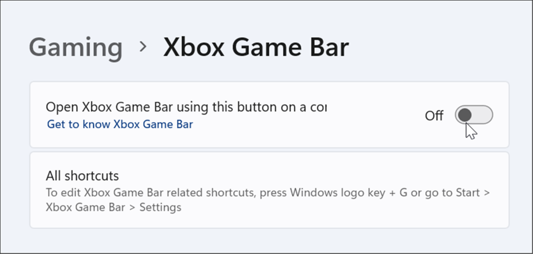 wyłącz pasek gier Xbox w systemie Windows