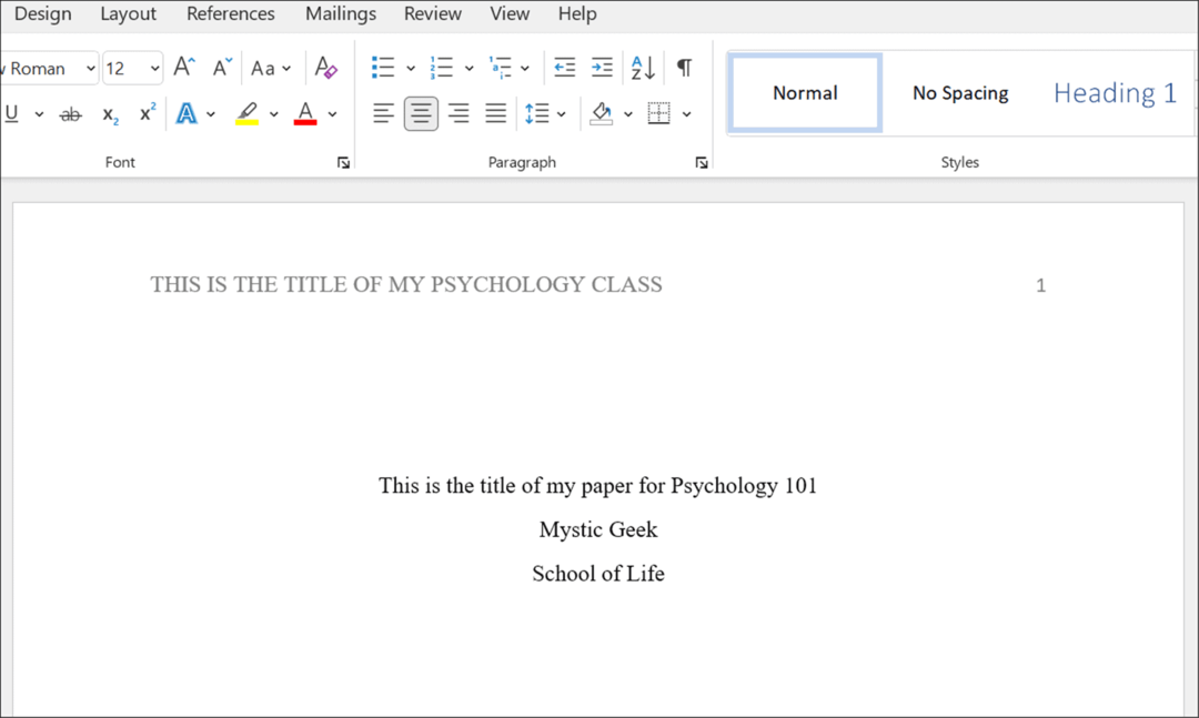 format strony tytułowej styl apa w programie Microsoft Word