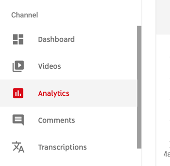 Jak wykorzystać serię filmów, aby rozwinąć swój kanał YouTube, opcja menu dla YouTube Analytics