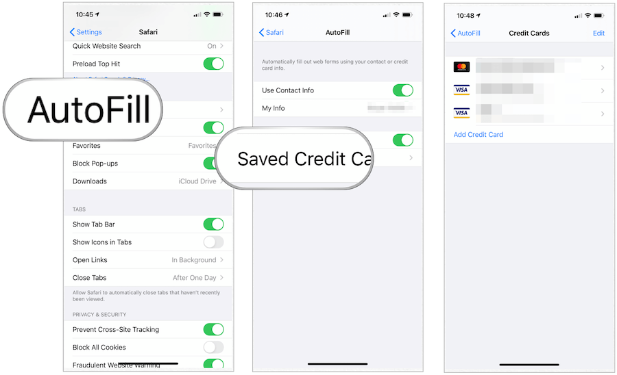 Karta kredytowa iOS