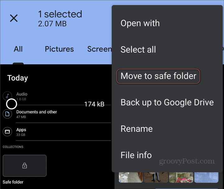 Pliki przeniesione przez Google Safe Folder