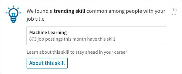 LinkedIn uruchomiło nowe powiadomienie, które udostępnia odpowiednie, zyskujące popularność umiejętności wśród osób o tym samym stanowisku.