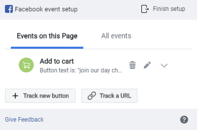 Skorzystaj z narzędzia konfiguracji wydarzeń na Facebooku, krok 8, wyświetl podgląd śledzenia wydarzeń w oknie Konfiguracja wydarzeń na Facebooku