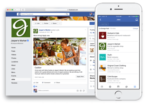 Facebook wprowadza nowe funkcje, które umożliwiają publikowanie ofert pracy i aplikowanie bezpośrednio na Facebooku.
