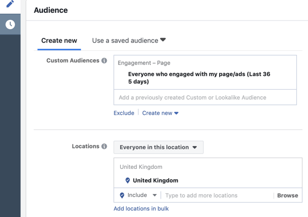 Jak dotrzeć do ciepłych potencjalnych klientów za pomocą reklam na Facebooku Messenger, krok 6, odbiorców, którzy weszli w interakcję ze stroną
