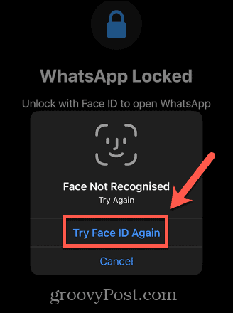 WhatsApp spróbuj ponownie Face ID