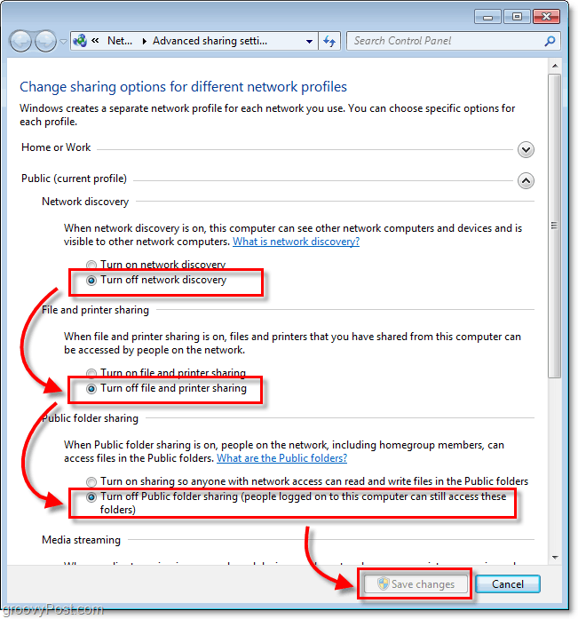 Jak wyłączyć udostępnianie plików i wykrywanie sieci w systemie Windows 7