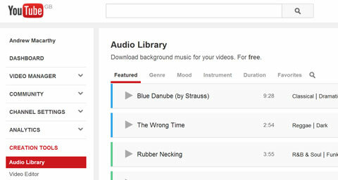 biblioteka audio youtube