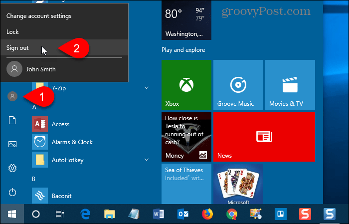 Wyloguj się z systemu Windows 10